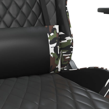 Cadeira Gaming Duty Reclinável com Massagens e Apoio de Pés em Couro Artificial - Preto/Camuflagem - Design Moderno