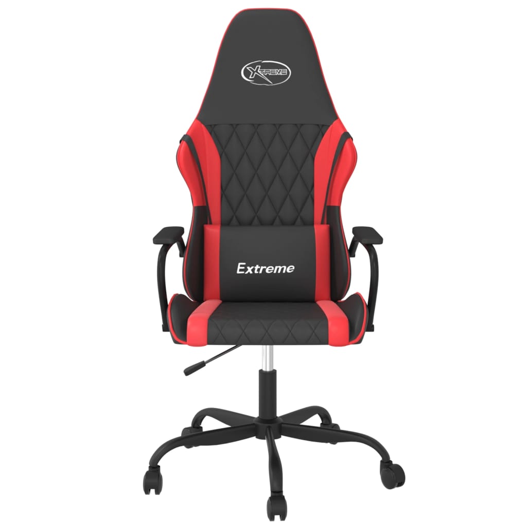 Cadeira gaming massagens couro artificial preto e vermelho