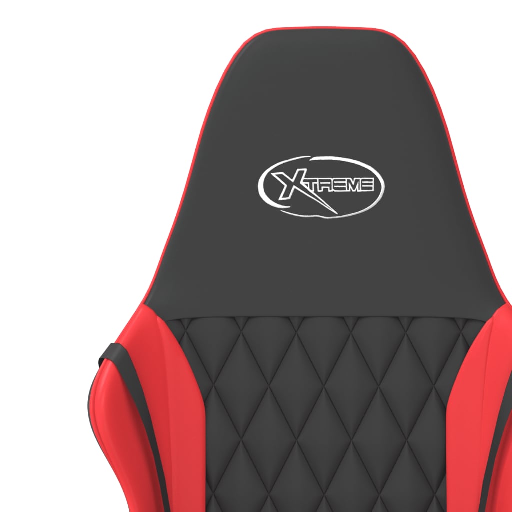 Cadeira gaming massagens couro artificial preto e vermelho