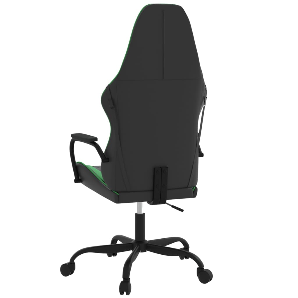 Cadeira gaming massagens couro artificial preto e verde