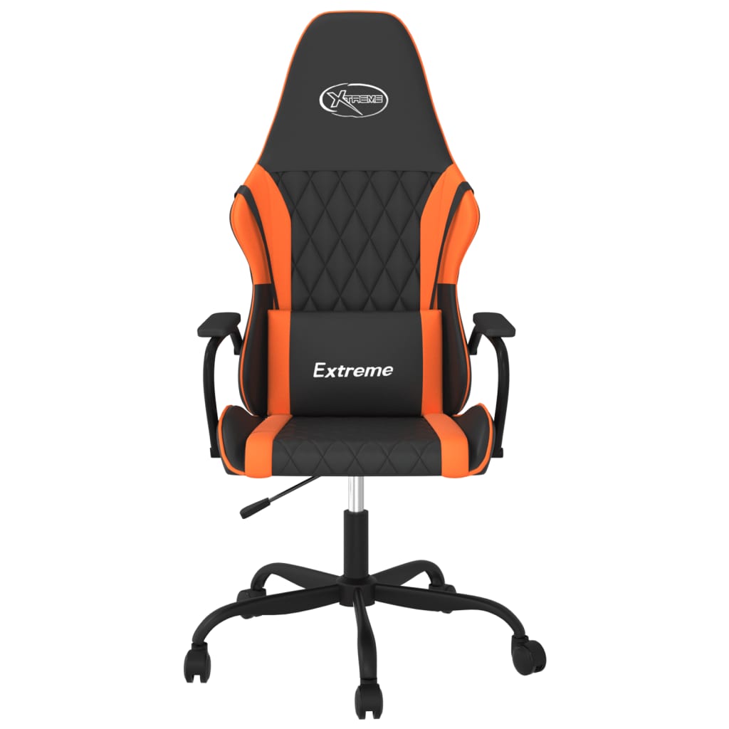 Cadeira gaming massagens couro artificial preto e laranja