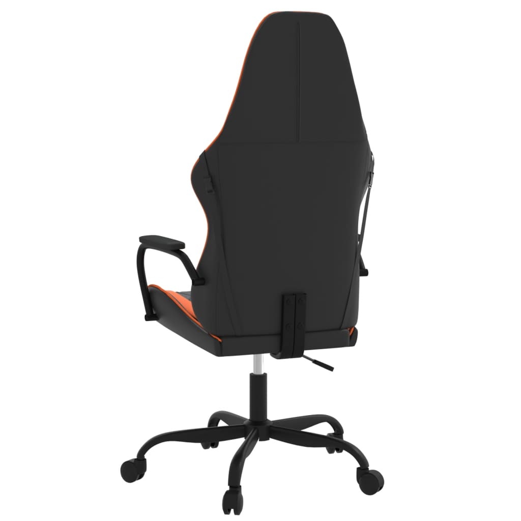 Cadeira gaming massagens couro artificial preto e laranja