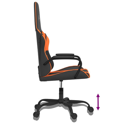 Cadeira gaming massagens couro artificial preto e laranja