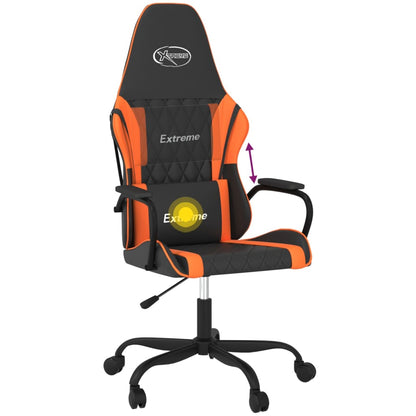 Cadeira gaming massagens couro artificial preto e laranja