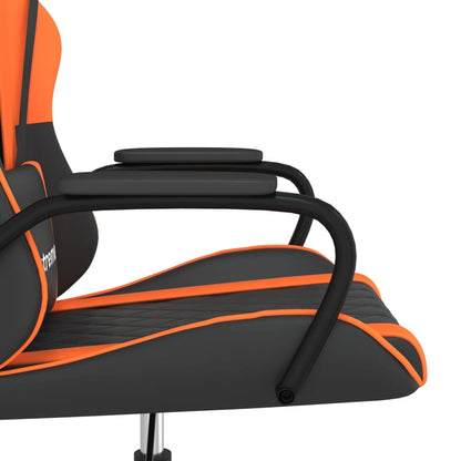 Cadeira gaming massagens couro artificial preto e laranja