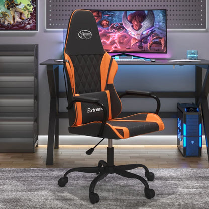 Cadeira gaming massagens couro artificial preto e laranja