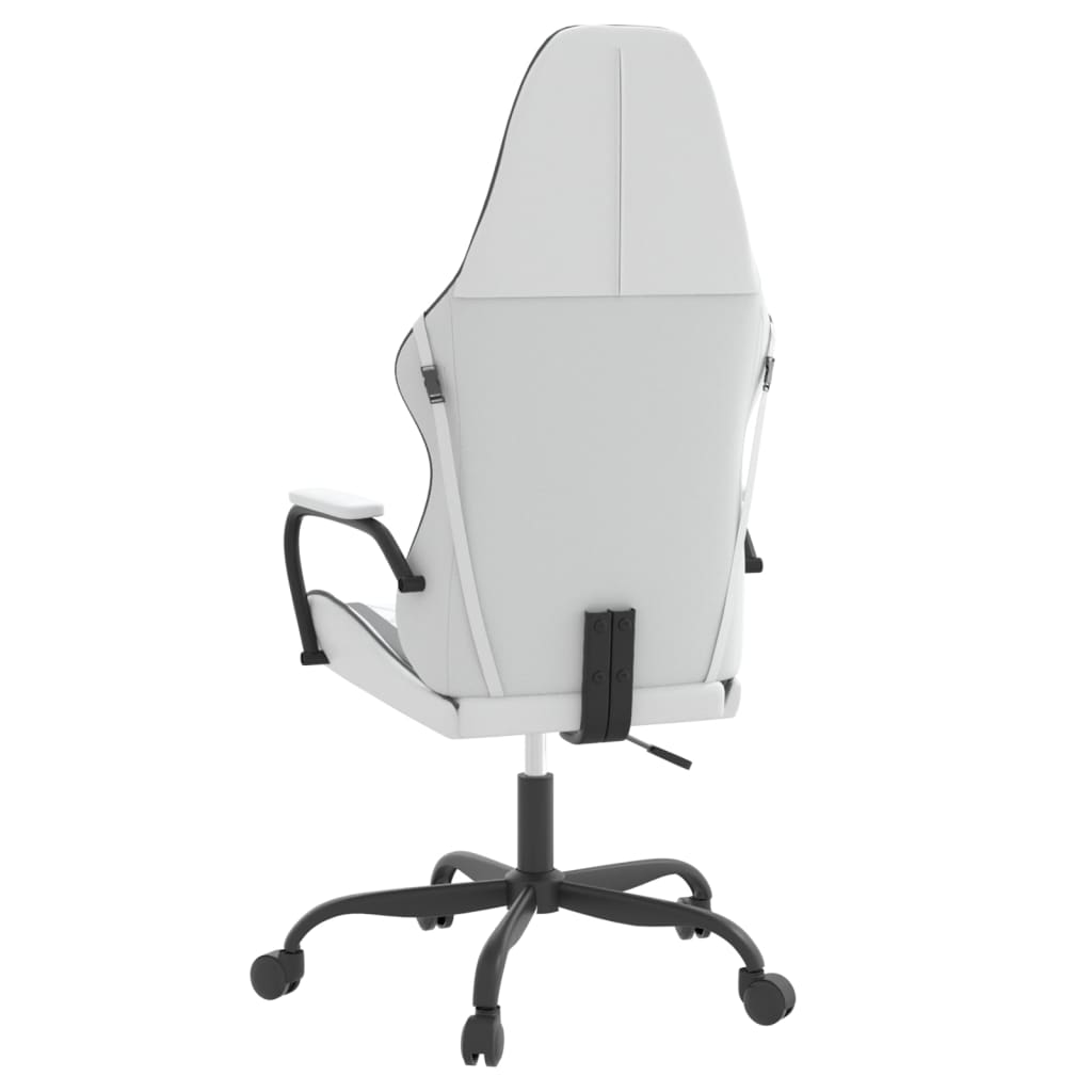 Cadeira gaming massagens couro artificial branco e preto