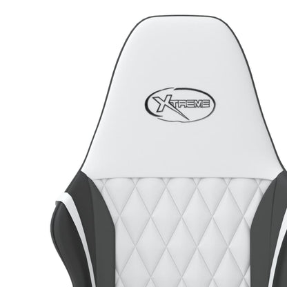 Cadeira gaming massagens couro artificial branco e preto