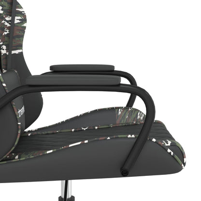 Cadeira gaming massagens couro artificial preto e camuflagem