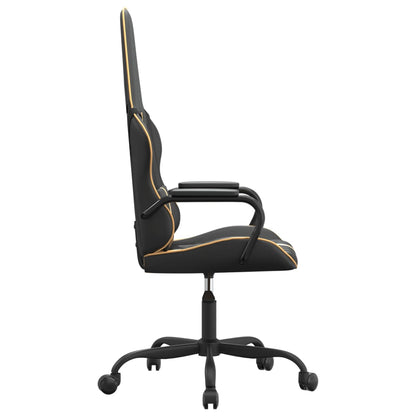 Cadeira Gaming com Massagens e Altura Ajustável em Couro Artificial - Dourado e Preto - Design Moderno