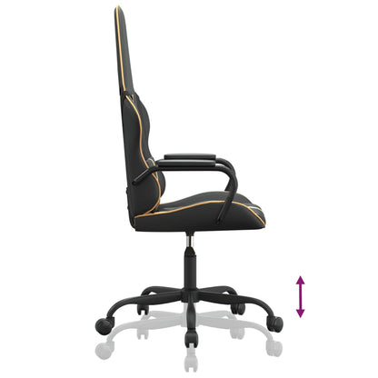 Cadeira Gaming com Massagens e Altura Ajustável em Couro Artificial - Dourado e Preto - Design Moderno