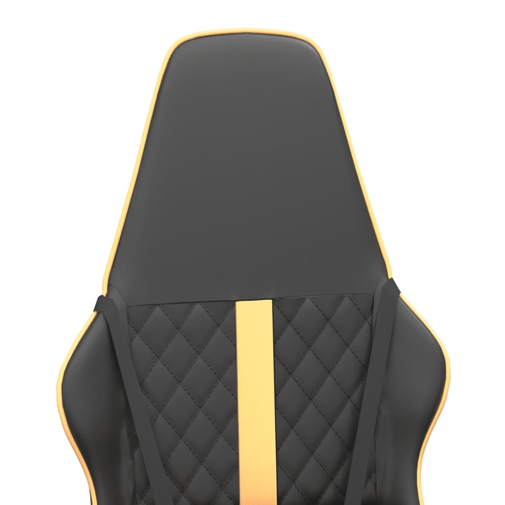 Cadeira Gaming com Massagens e Altura Ajustável em Couro Artificial - Dourado e Preto - Design Moderno