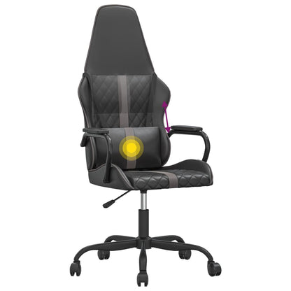 Cadeira gaming massagens couro artificial preto e cinzento