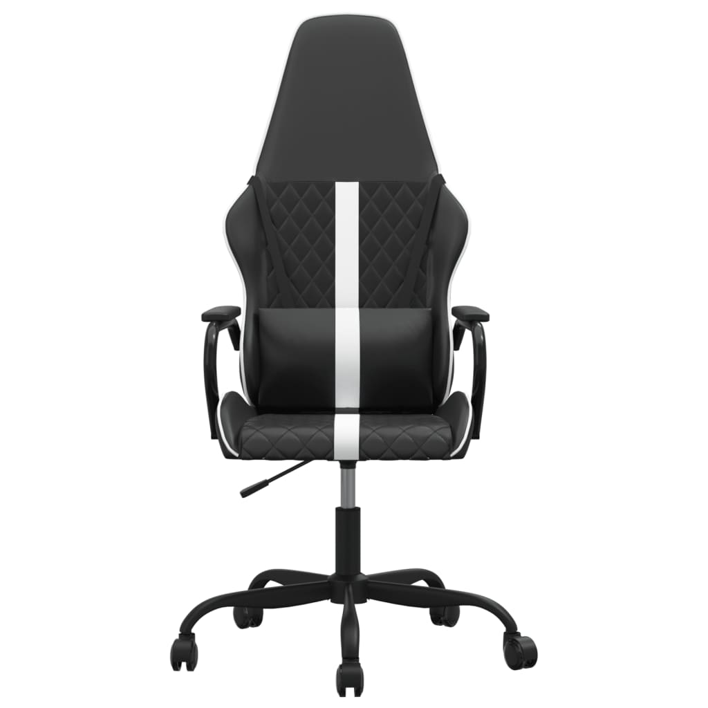 Cadeira gaming massagens couro artificial branco e preto