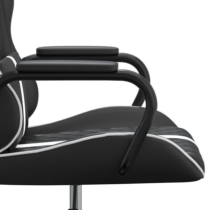 Cadeira gaming massagens couro artificial branco e preto