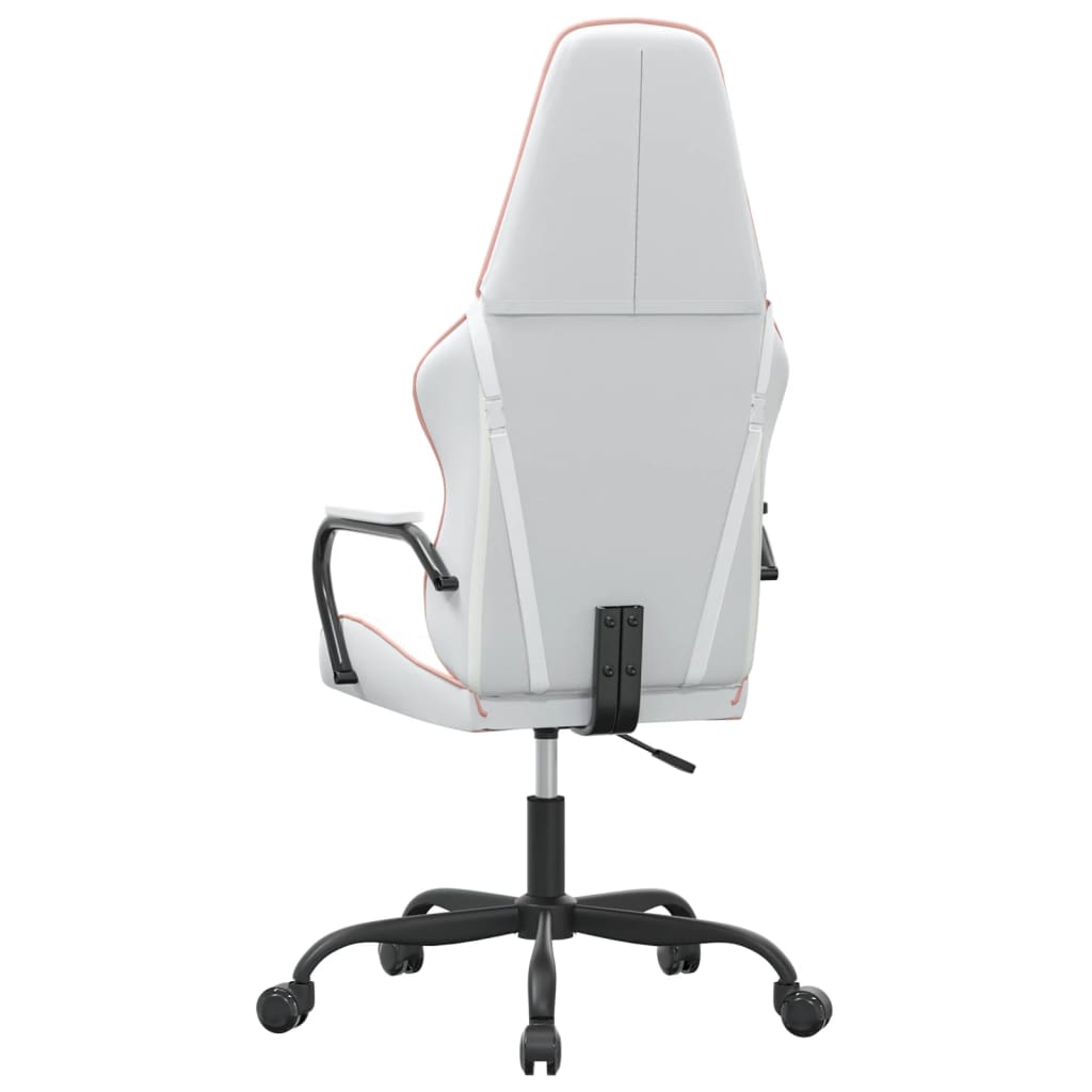 Cadeira gaming massagens couro artificial branco e rosa