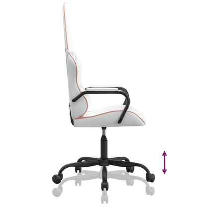 Cadeira gaming massagens couro artificial branco e rosa