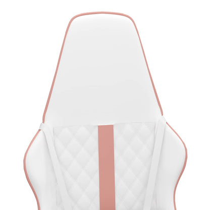 Cadeira gaming massagens couro artificial branco e rosa