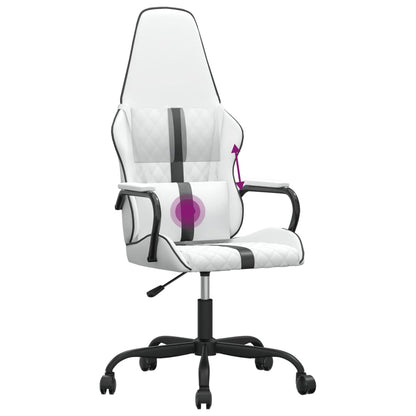 Cadeira gaming massagens couro artificial preto e branco