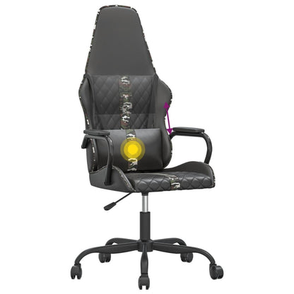 Cadeira gaming massagens couro artificial camuflagem e preto