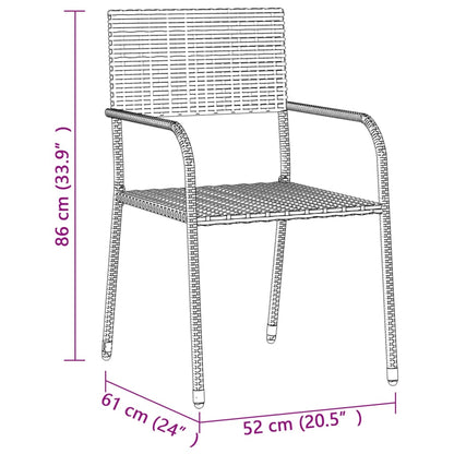 3 pcs conjunto de jantar para exterior vime PE cinzento