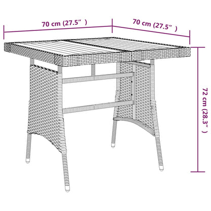 3 pcs conjunto de jantar para exterior vime PE cinzento