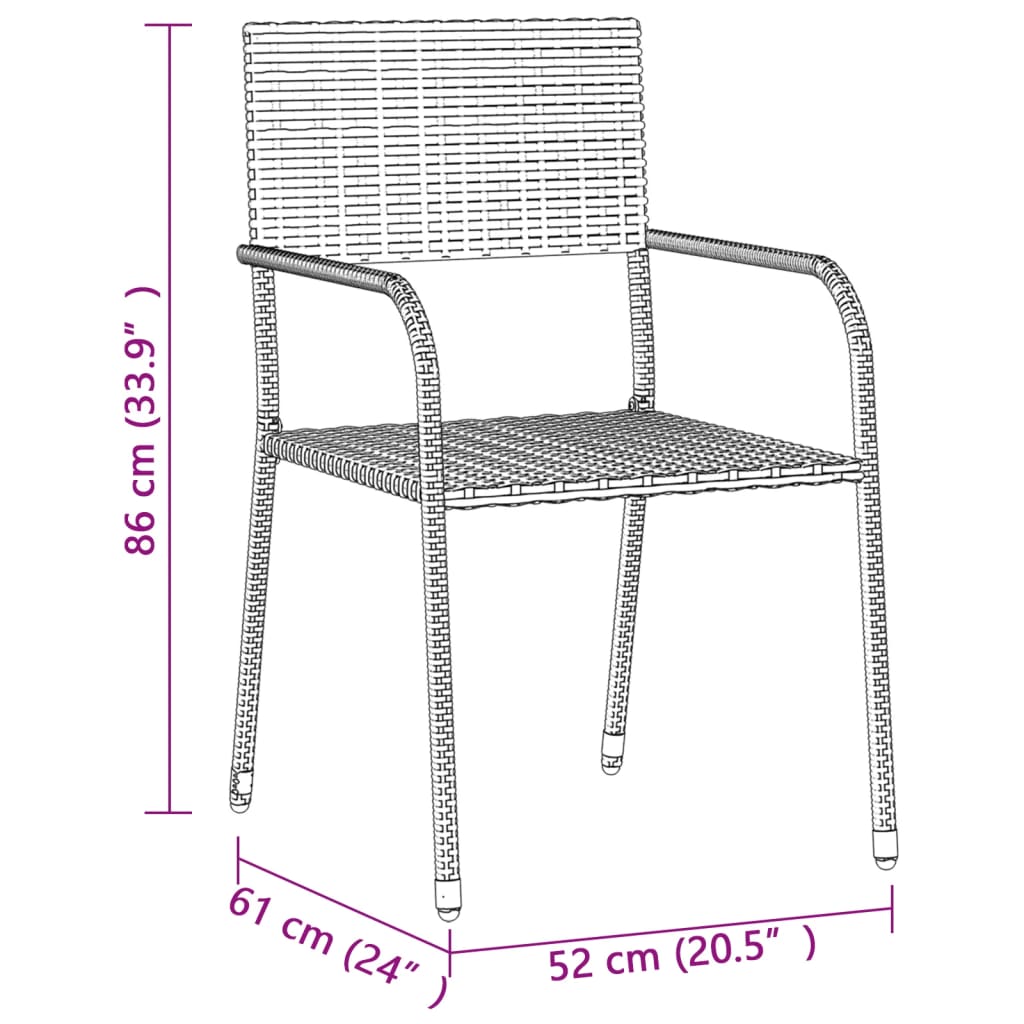 9 pcs conjunto de jantar para exterior vime PE cinzento