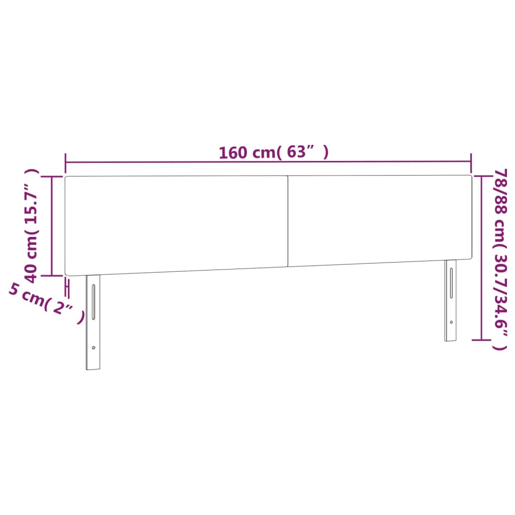 Cabeceira de cama 2 pcs tecido 80x5x78/88 cm cinzento-escuro