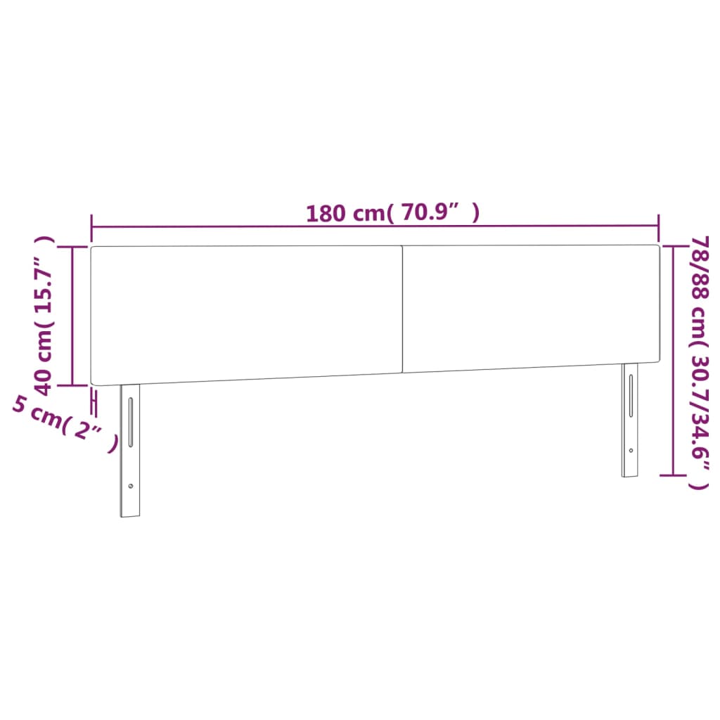 Cabeceira de cama 2 pcs tecido 90x5x78/88 cm cinzento-escuro