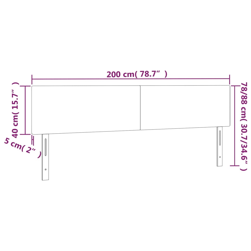 Cabeceira de cama 2 pcs tecido 100x5x78/88 cm cinzento-claro