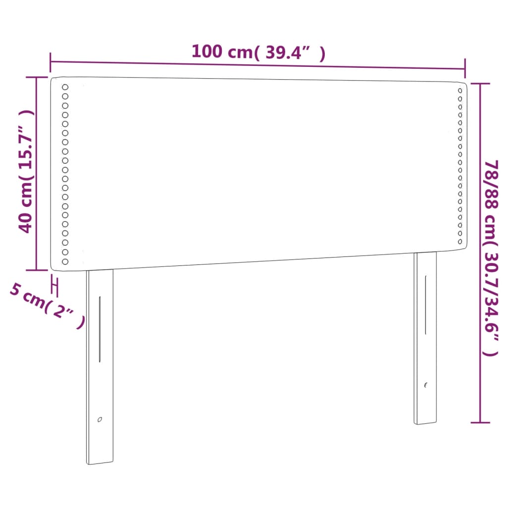 Cabeceira de cama tecido 100x5x78/88 cm cinzento-claro