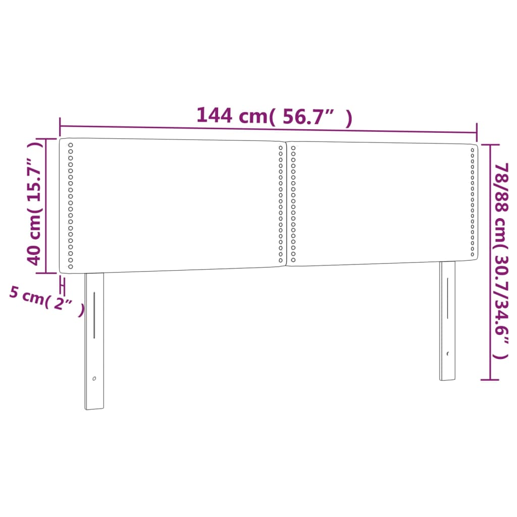 Cabeceira de cama 2 pcs tecido 72x5x78/88 cm preto