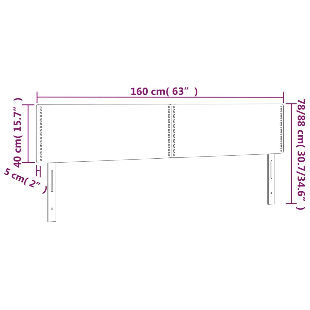 Cabeceira de cama 2 pcs veludo 80x5x78/88 cm preto