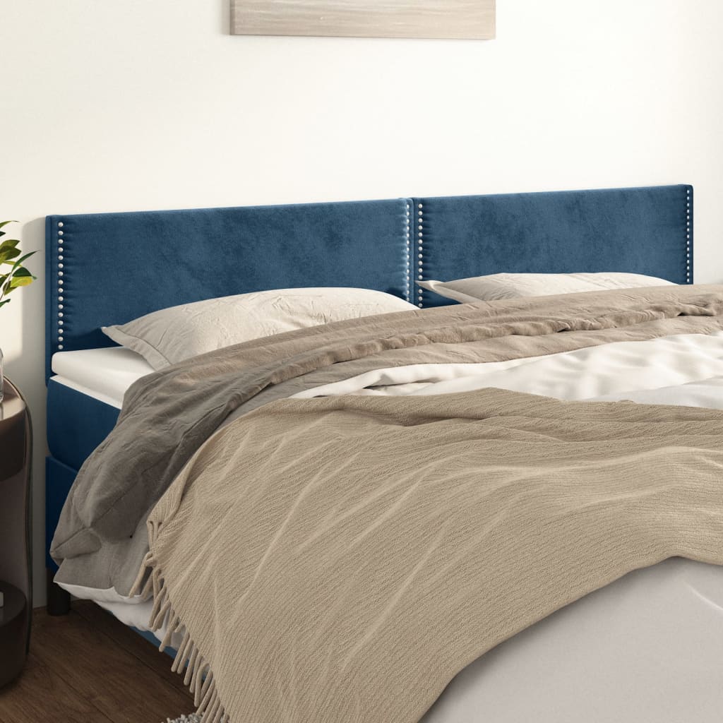 Cabeceira de cama 2 pcs veludo 80x5x78/88 cm azul-escuro