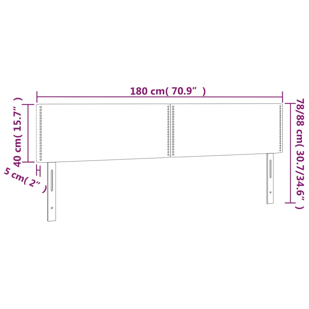 Cabeceira de cama 2 pcs tecido 90x5x78/88 cm cinzento-escuro