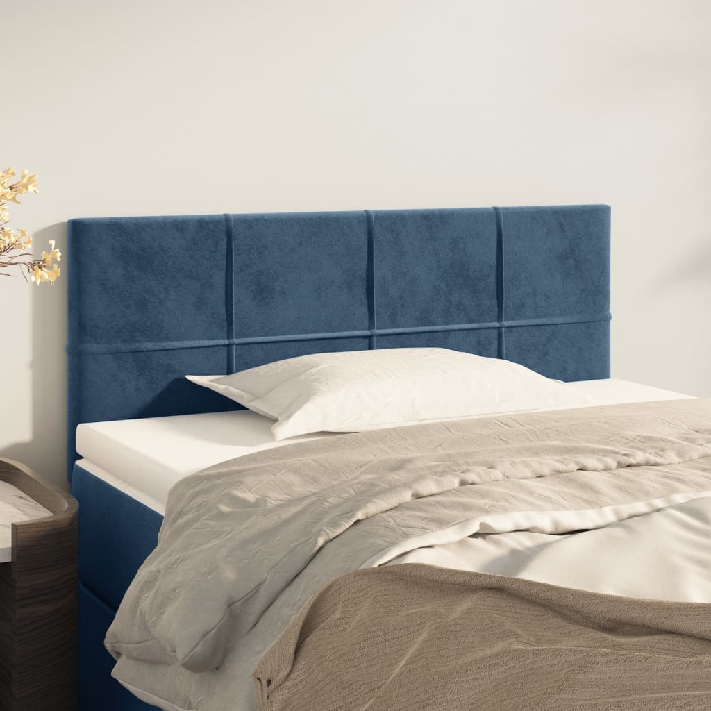 Cabeceira de cama veludo 80x5x78/88 cm azul