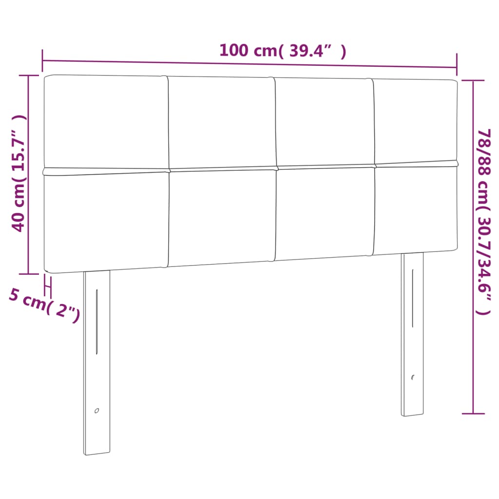 Cabeceira de cama tecido 100x5x78/88 cm cinzento-escuro