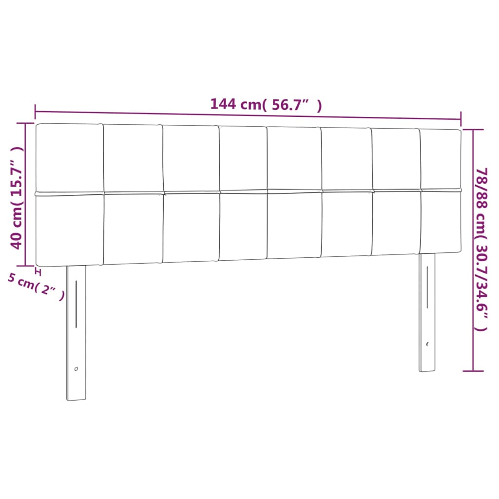 Cabeceira de cama 2 pcs tecido 72x5x78/88 cm cinzento-claro