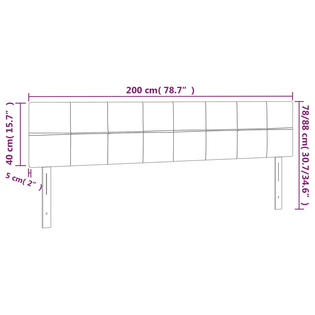 Cabeceira de cama 2 pcs tecido 100x5x78/88 cm cinzento-claro