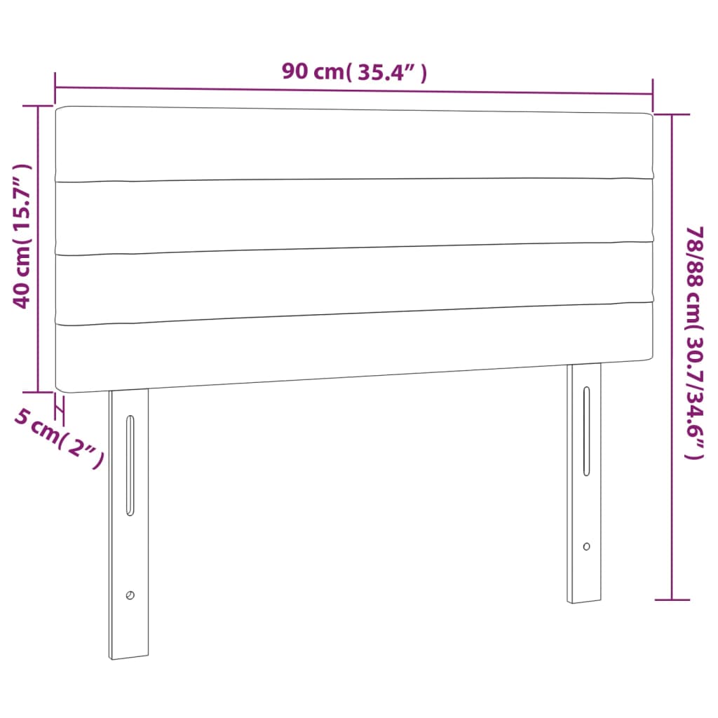 Cabeceira de cama tecido 90x5x78/88 cm cinzento-claro