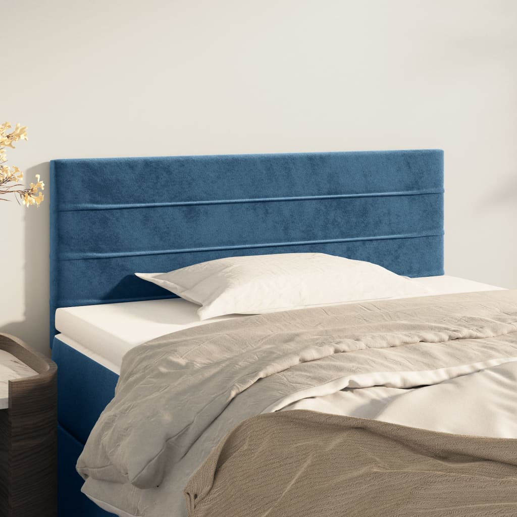 Cabeceira de cama veludo 90x5x78/88 cm azul-escuro