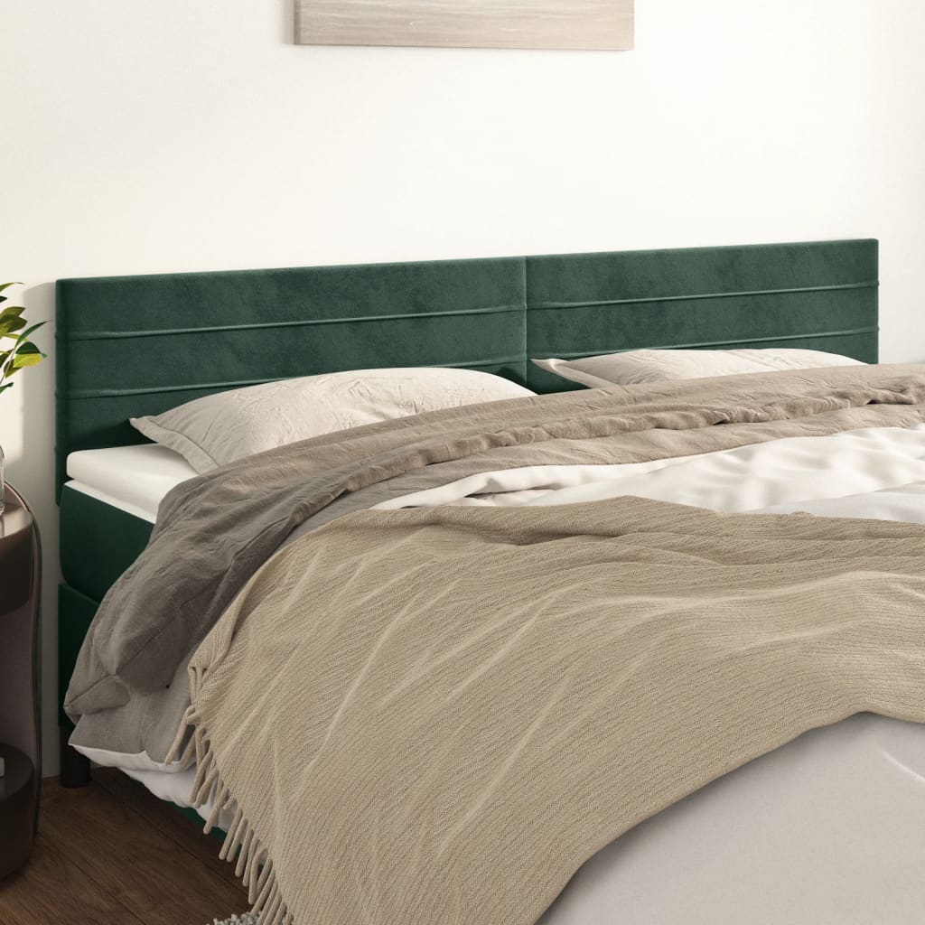 Cabeceira de cama 2 pcs veludo 80x5x78/88 cm verde-escuro