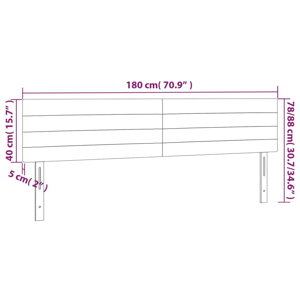 Cabeceira cama 2 pcs tecido 90x5x78/88 cm cinzento-acastanhado