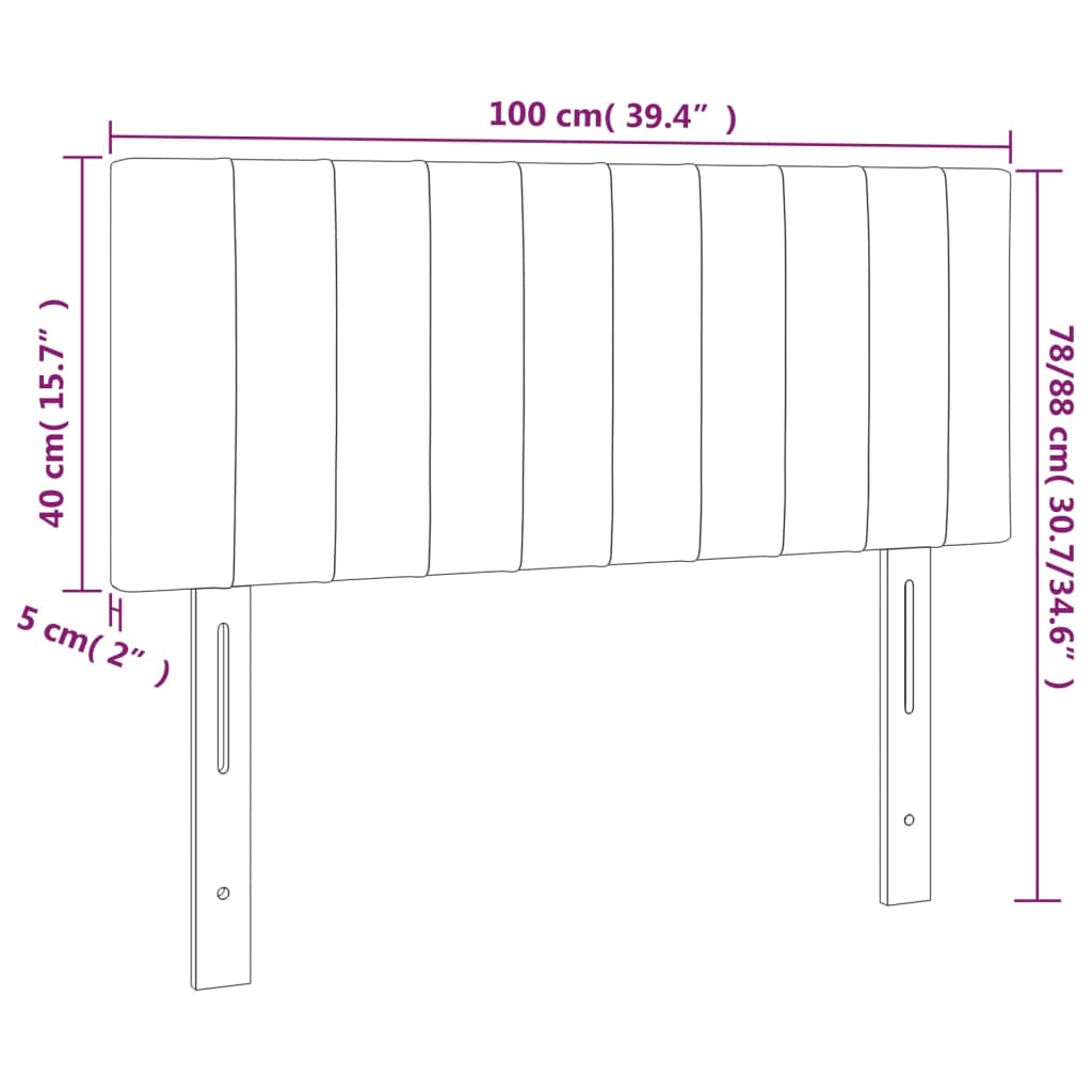 Cabeceira de cama veludo 100x5x78/88 cm cinzento-escuro