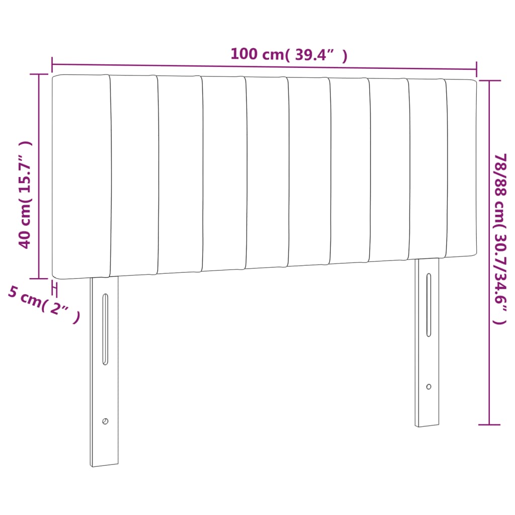 Cabeceira de cama veludo 100x5x78/88 cm rosa