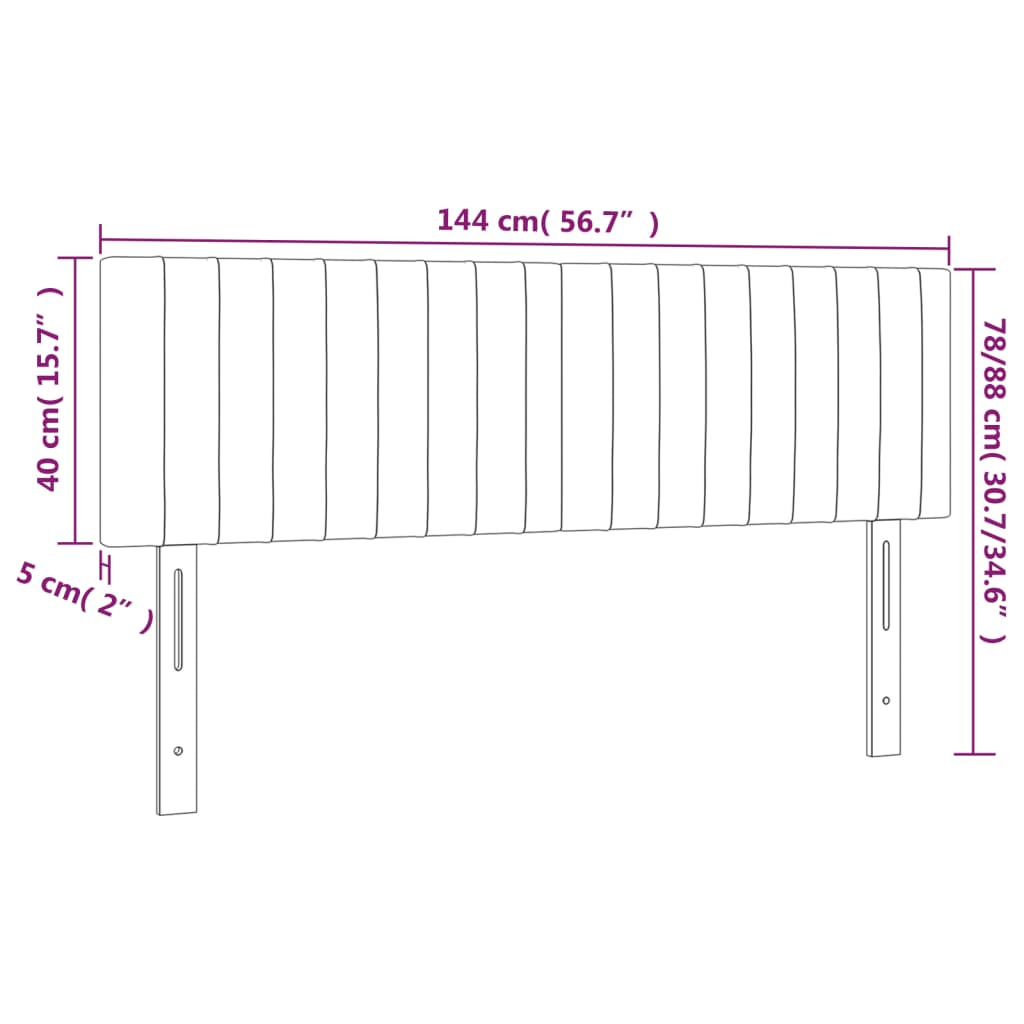 Cabeceira de cama 2 pcs tecido 72x5x78/88 cm cinzento-escuro