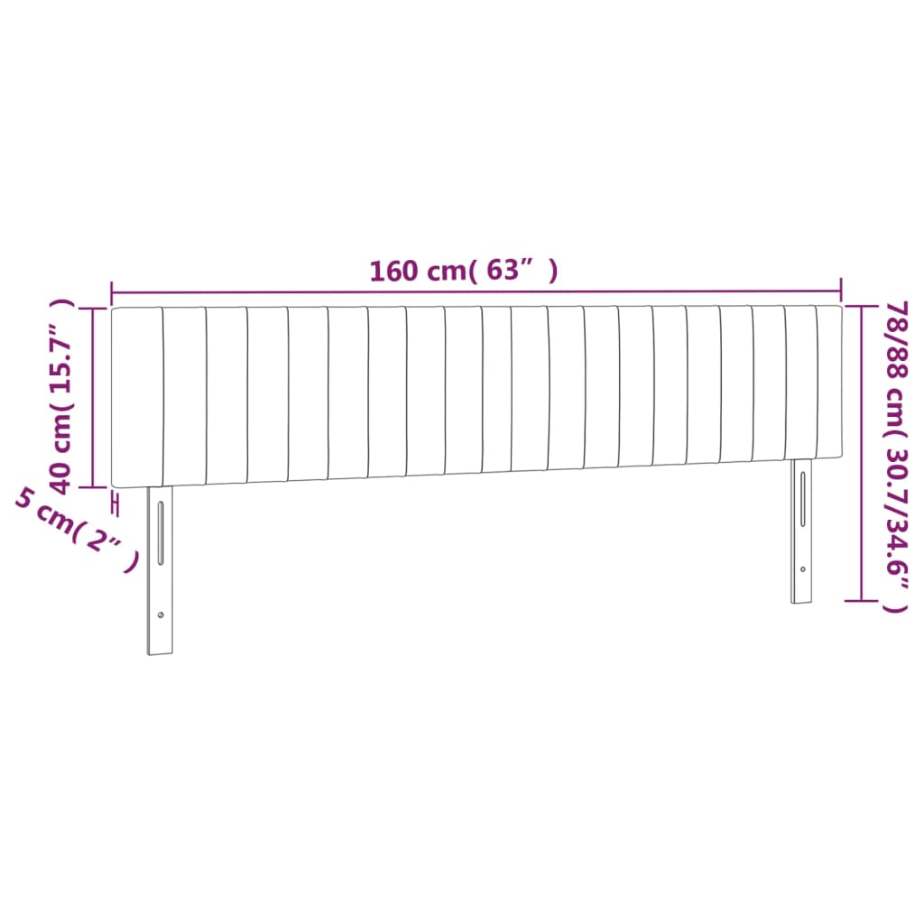 Cabeceira de cama 2 pcs veludo 80x5x78/88 cm rosa