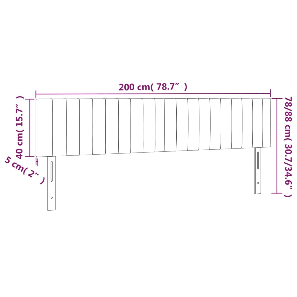 Cabeceira de cama 2 pcs tecido 100x5x78/88 cm cinzento-escuro