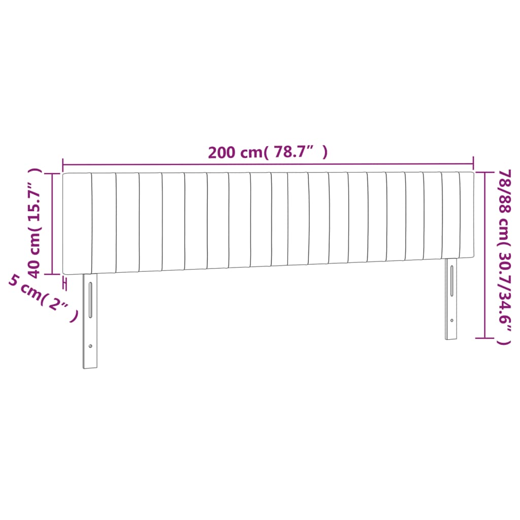 Cabeceira de cama 2 pcs veludo 100x5x78/88 cm rosa