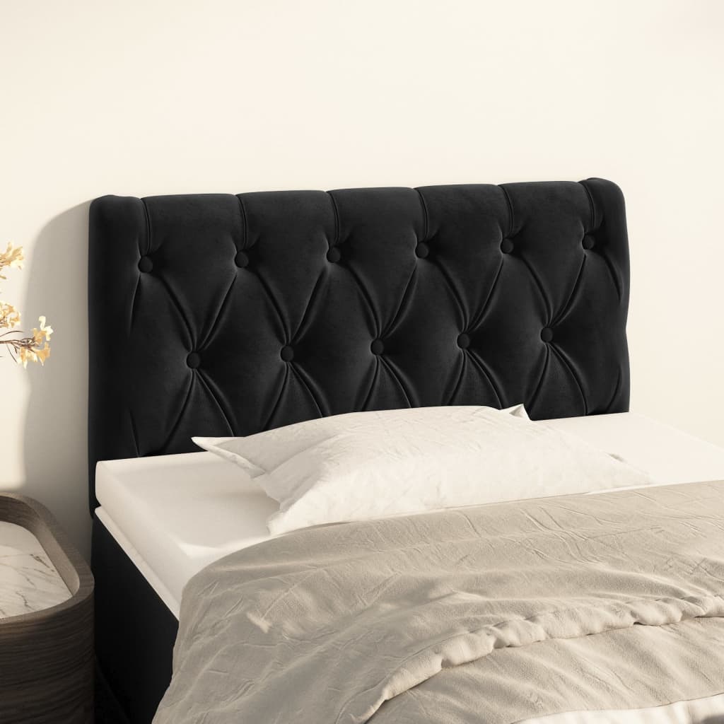 Cabeceira de Cama Paris em Veludo de 80 cm - Preto - Design Moderno